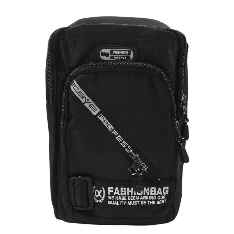 NEGRO FASHIONBAG RECTANGULAR MORRAL BANDOLERA CRUZADA UNISEX URBANA