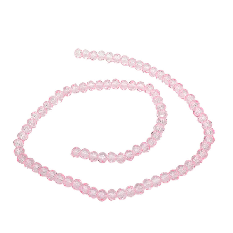 6 MM ROSA SUAVE TRASLUCIDO CRISTAL CUENTA FACETADA PERFORADA VIDRIO TIRA