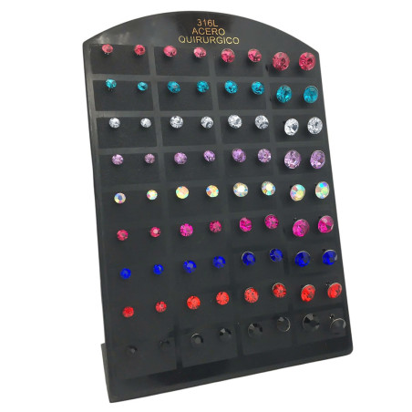 BLISTER x36 PARES 3-4-5 Y 6MM STRASS COLOR AROS