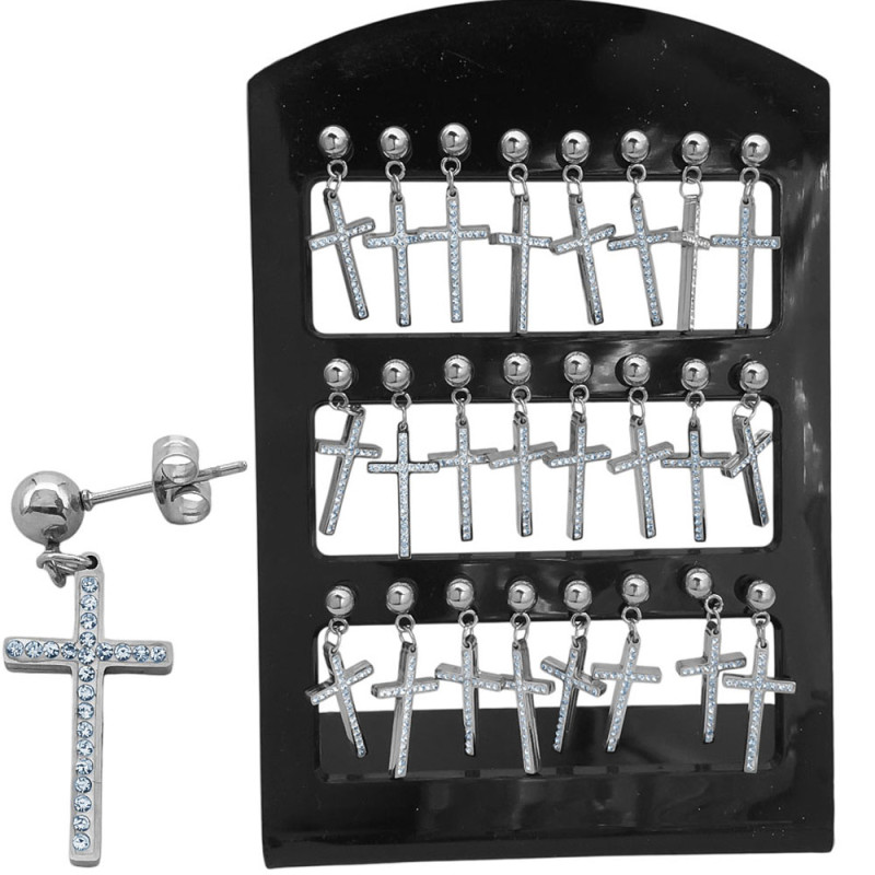 BLISTER X12 PARES CRUCES LARGAS C/ LINEAS DE CUBIC Y BOLITA AROS