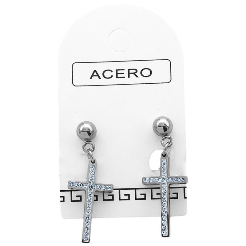 UN PAR CRUZ LARGA C/ LINEAS DE CUBIC Y BOLITA AROS