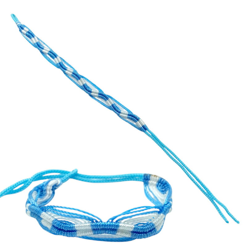 ANCHA ONDA HILO ARGENTINA OJAL ANCHO 10MM-25CM REGULABLE PULSERA / TOBILLERA