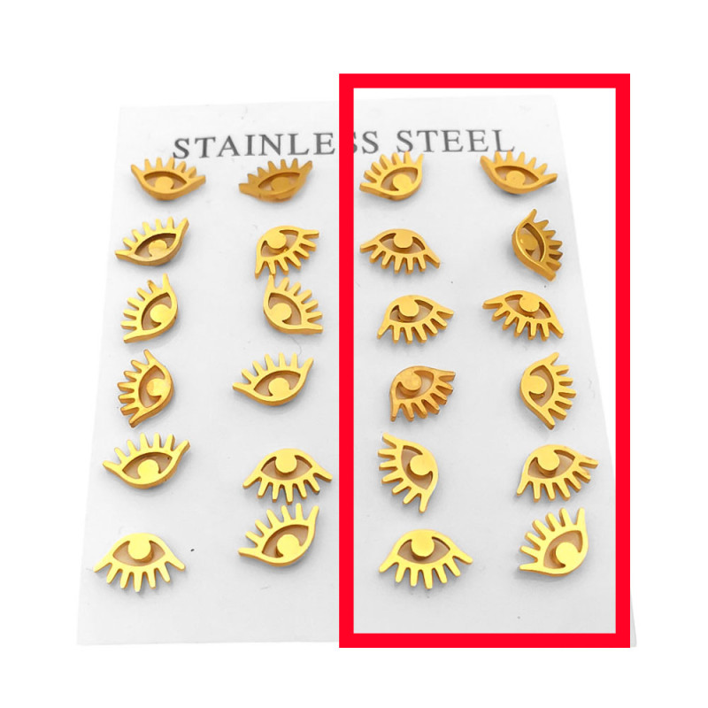 DORADO MEDIO BLISTER 6 PARES MINI OJO CALADO MINIATURA ARO