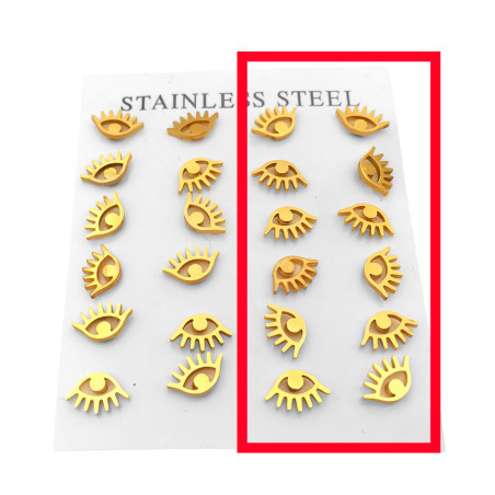 DORADO MEDIO BLISTER 6 PARES MINI OJO CALADO MINIATURA ARO