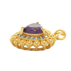 DORADO VIOLETA DIJES CORAZON Y ESPADA CON CUBIC PARA COMPARTIR DIJE