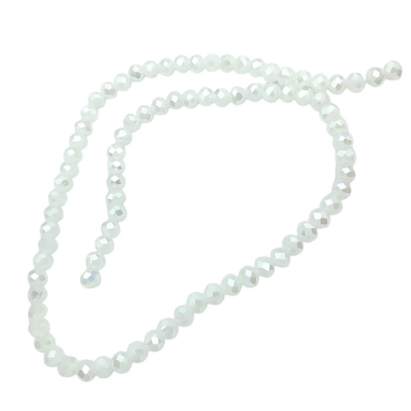 6MM BLANCO VIA LACTEA (SEMI TRASLUCIDA) CUENTA FACETADA PERFORADA VIDRIO TIRA