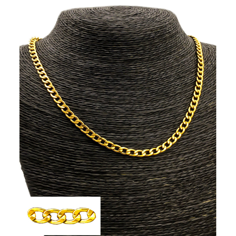 DORADO GROUMET PLANA 1.4NK (5MM) - 55CM ACERO CADENA