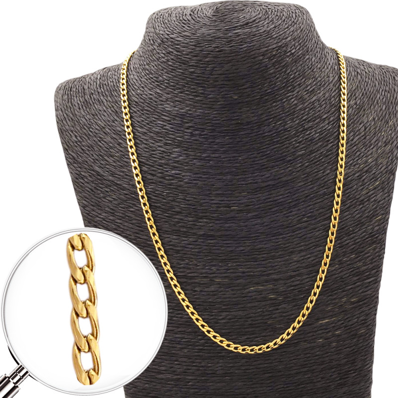 DORADO GROUMET PLANA 1.0NK (3.2MM)-45CM ACERO CADENA