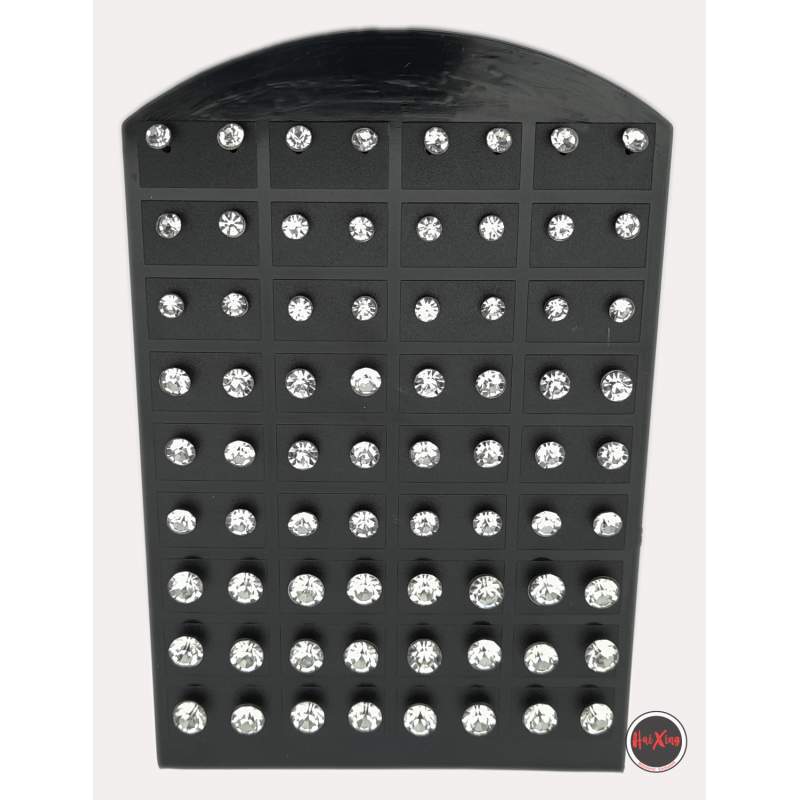 BLISTER X36 PARES SURTIDOS STRASS 4-5-6 MM CRISTAL ARO