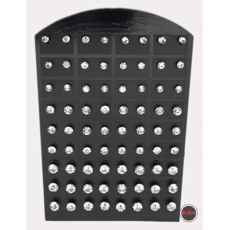 BLISTER X36 PARES SURTIDOS STRASS 4-5-6 MM CRISTAL ARO