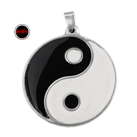 25MM MEDALLA MACIZA YIN Y YANG DOBLE ESMALTE DIJE DIJE