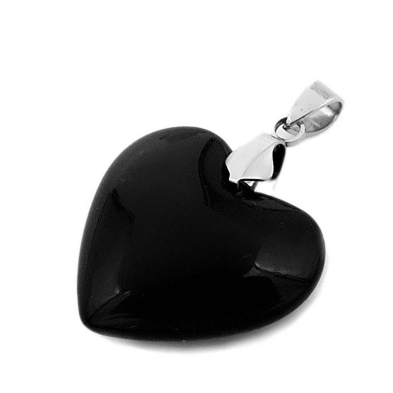 20MM NEGRO BRILLANTE CORAZON DIJE