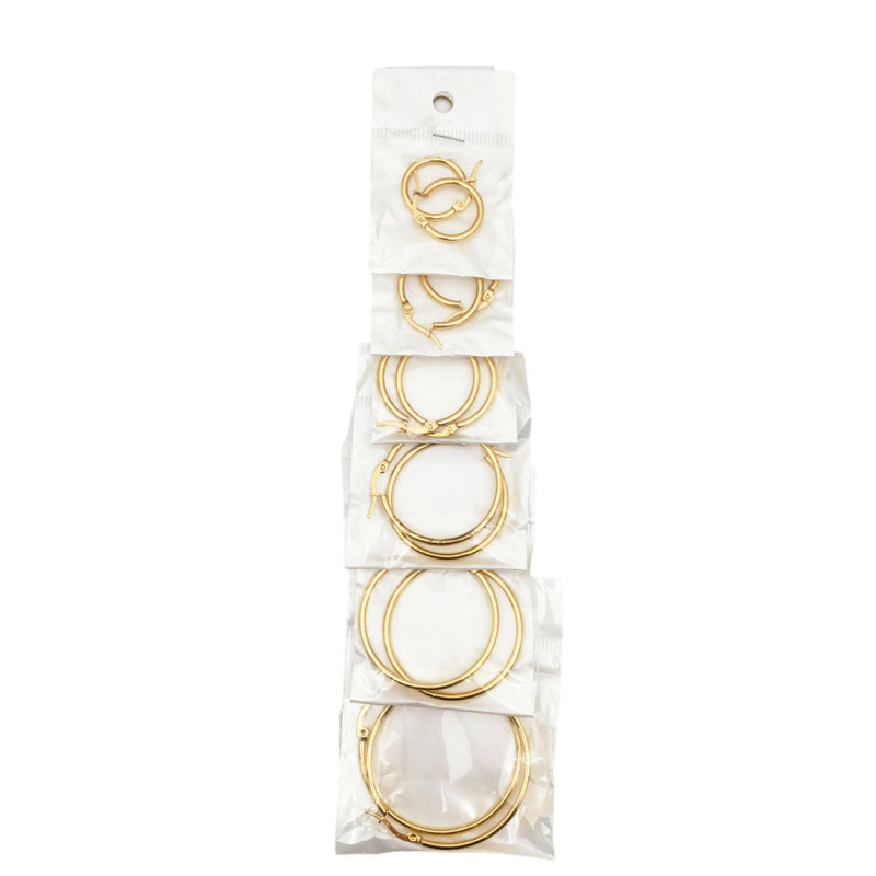 DORADO TIRA X6 PARES C:CHICO 15-20-25-30-35-40 MM ARGOLLAS ACERO DORADO CIERRE ITALIANO ARO