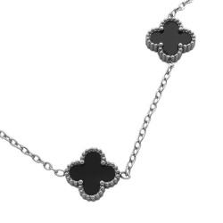 NEGRO CINCO FLORES TREBOL TIPO VAN CLEEF 40+5CM COLLAR