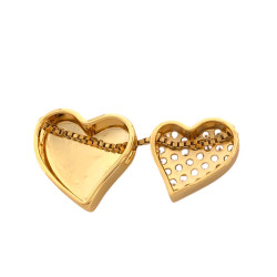 DORADO DOS CORAZONES UNO LISO CHANFLE Y OTRO C/ MUCHOS CUBIC CADENA VENECIANA 45+5CM COLLAR