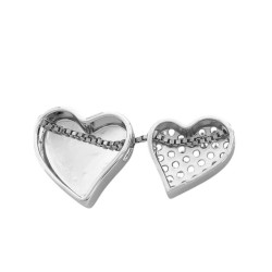 DOS CORAZONES UNO LISO CHANFLE Y OTRO C/ MUCHOS CUBIC CADENA VENECIANA 45+5CM COLLAR