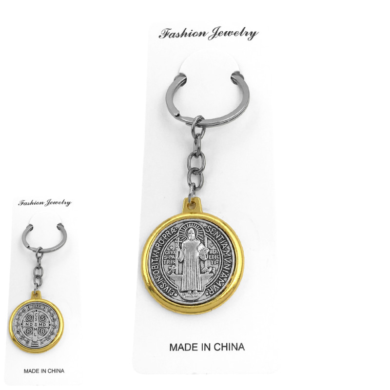 BORDE DORADO SAN BENITO REDONDO DISEÑO EN AMBAS CARAS LLAVERO