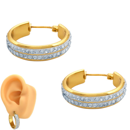 DORADO 25MM DOBLE LINEA CUBIC C/FIMO ARGOLLA ARO