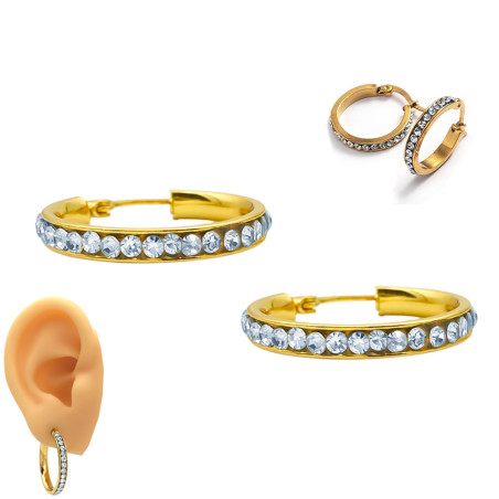 DORADO 25 MM ARGOLLA CONTORNO STRASS CRISTAL ARO