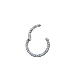 TRES CARAS C/ MICRO CUBIC EXTRA PREMIUM SEPTUM 10MM EXTERIOR ARGOLLITA DE NARIZ U OREJA SOLITARIO ARO CLICKER PIERCING