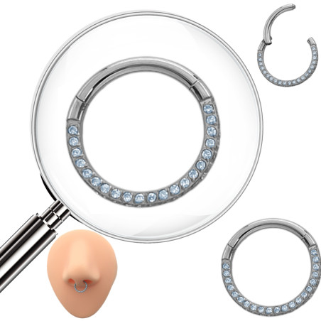 TRES CARAS C/ MICRO CUBIC EXTRA PREMIUM SEPTUM 10MM EXTERIOR ARGOLLITA DE NARIZ U OREJA SOLITARIO ARO CLICKER PIERCING
