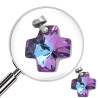LILA / AZUL TORNASOLADO CRISTAL AB 18MM CRUZ EQUILIBRIO FACETADO DIJE