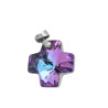 LILA / AZUL TORNASOLADO CRISTAL AB 18MM CRUZ EQUILIBRIO FACETADO DIJE
