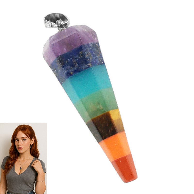 PENDULO PIEDRA NATURAL 7 CHAKRAS DIJE