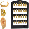 DORADO BLISTER X12 PARES TIPO CANASTA C/ STRASS BISAGRA FANTASIA FINA (BRONCE BAÑADO) ARO