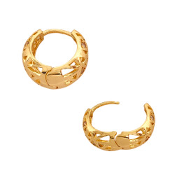 DORADO PAR TIPO CANASTA C/ STRASS BISAGRA FANTASIA FINA (BRONCE BAÑADO) ARO