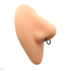 PREMIUM NEGRO SEPTUM 10MM EXTERIOR ARGOLLITA C/ MICRO CUBIC LINEA EXTERIOR DE NARIZ U OREJA SOLITARIO ARO CLICKER PIERCING