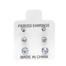 1 CARTON 3 PARES ARITOS STRASS CRISTAL MEDIDAS SURTIDAS ARO