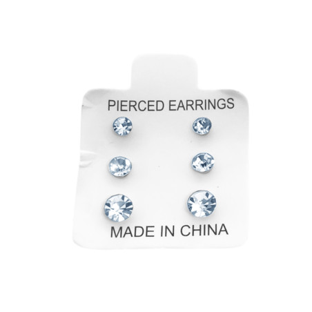 1 CARTON 3 PARES ARITOS STRASS CRISTAL MEDIDAS SURTIDAS ARO