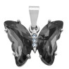 FUME GRIS CRISTAL FACETADO MARIPOSA Y CENTRO DE STRASS CRISTAL DIJE