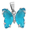 CELESTE AGUAMARINA FACETADO MARIPOSA Y CENTRO DE STRASS CRISTAL DIJE