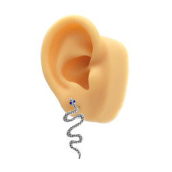 MEDIO BLISTER X6 PARES SERPIENTES LARGAS C/ OJOS DE COLORES SURTIDOS DE STRAS AROS