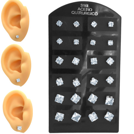 BLISTER x12 PARES CUADRADOS EN BASE 3 TAMAÑOS AROS