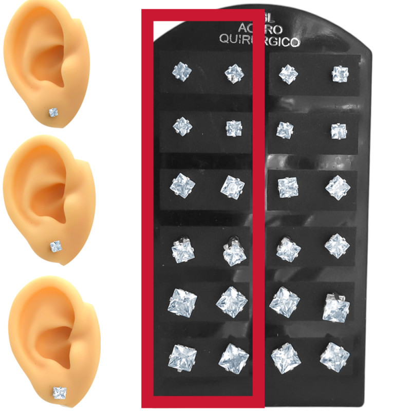 MEDIO BLISTER x6 PARES CUADRADOS EN BASE 3 TAMAÑOS AROS