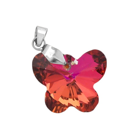FUCSIA C/ NARANJA TORNASOLADO 18*15MM MARIPOSA DE CRISTAL FACETADO DIJE