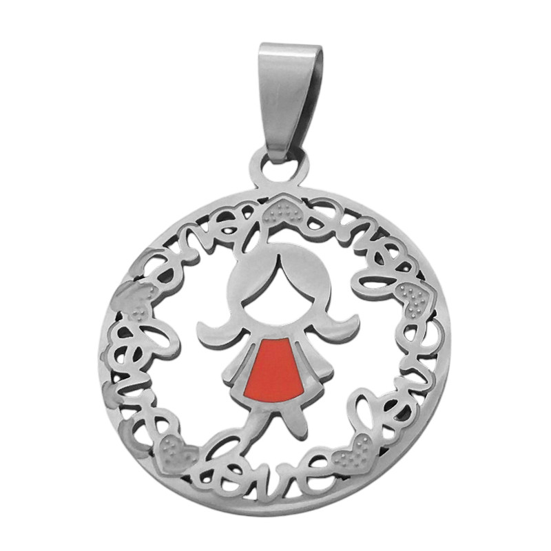 CIRCULO CALADO C/ BORDE DECORADO Y NENA ROSA DIJE