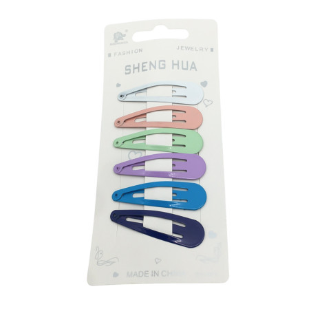 PACK X6 HEBILLAS TIC TAC LISAS TONOS AZULES PRINCIPALMENTE