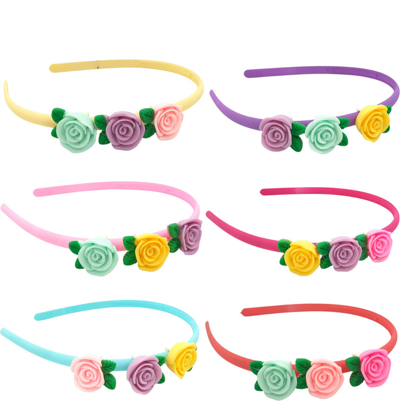 MEDIO PACK x6 SURTIDO 1 POR COLOR CON ROSAS ROCOCO MOVIBLES VINCHA