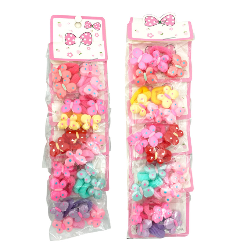 TIRA X40 UNIDADES INFANTILES MARIPOSAS ALEGRES SURTIDO COLOR 1.2CM DIAMETRO INTERNO SIN ESTIRAR COLITAS