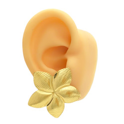 DORADO PAR FLOR GRANDE EN PUNTA RAYAS CINCO PETALOS ARO