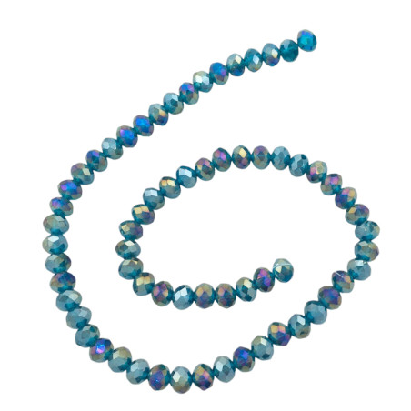 8 MM AZUL TURQUESA AB TORNASOLADO CRISTAL TRASLUCIDO CUENTA FACETADA PERFORADA VIDRIO TIRA