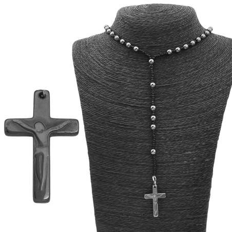 6MM ROSARIO CRUZ C/ CRISTO Y SIN CENTRO C/ MOSTACILLAS NEGRO (UNISEX)