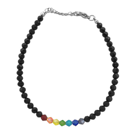 NEGRO PLENO SIETE CHAKRAS EN LINEA 19 + 4 CM PULSERA / TOBILLERA