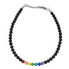 NEGRO PLENO SIETE CHAKRAS EN LINEA 19 + 4 CM PULSERA / TOBILLERA
