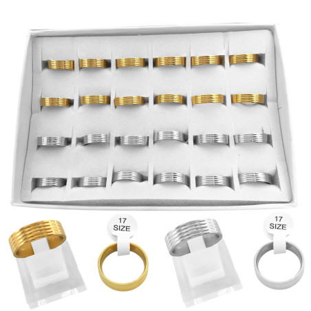 CAJA x24 6MM COMBINADA 12 DE C/ COLOR (DORADO / ACERO) RELIEVE ALIANZA ANILLO