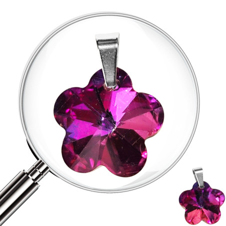 FUCSIA 13MM CRISTAL TORNASOLADO FACETADO FLOR DIJE